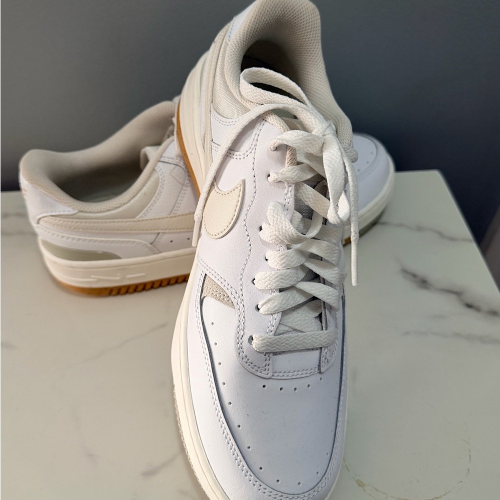 10.5 Nike White/Gum Low-Top Sneakers